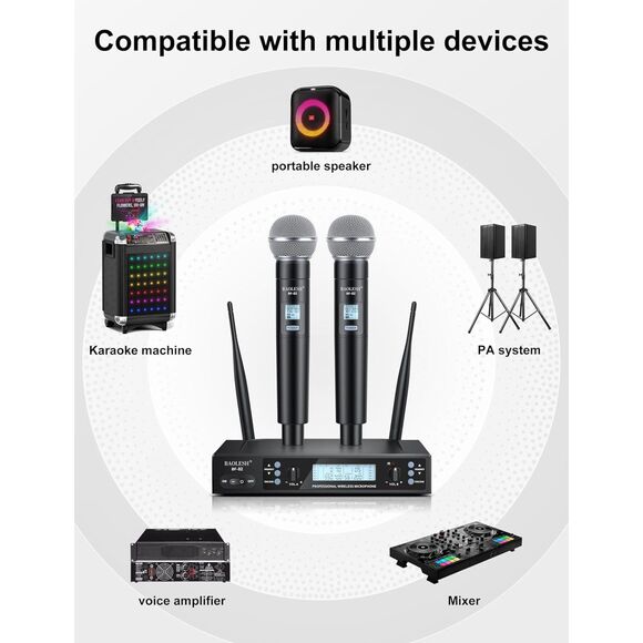 BAOLESH Dual Wireless Microphone System With Up To 200 ft Range - Picture 6 of 7